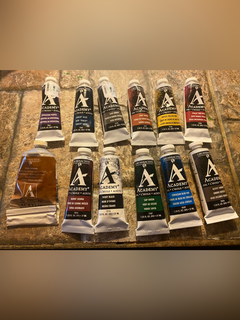 Vintage Art Supply Lot: 11 New Grumbacher Oils + 1 Acrylic